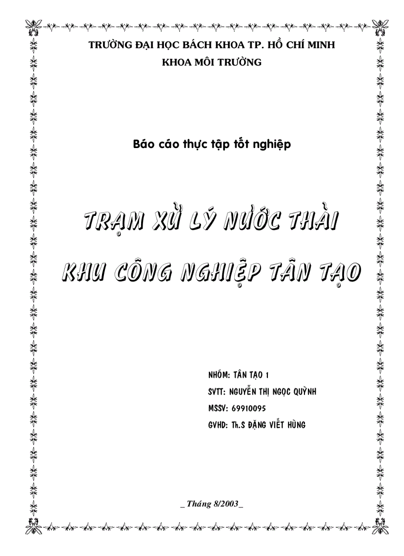 image for page Thực tập tốt nghiệp trạm xử lý nước thải khu Công nghiệp Tân Tạo