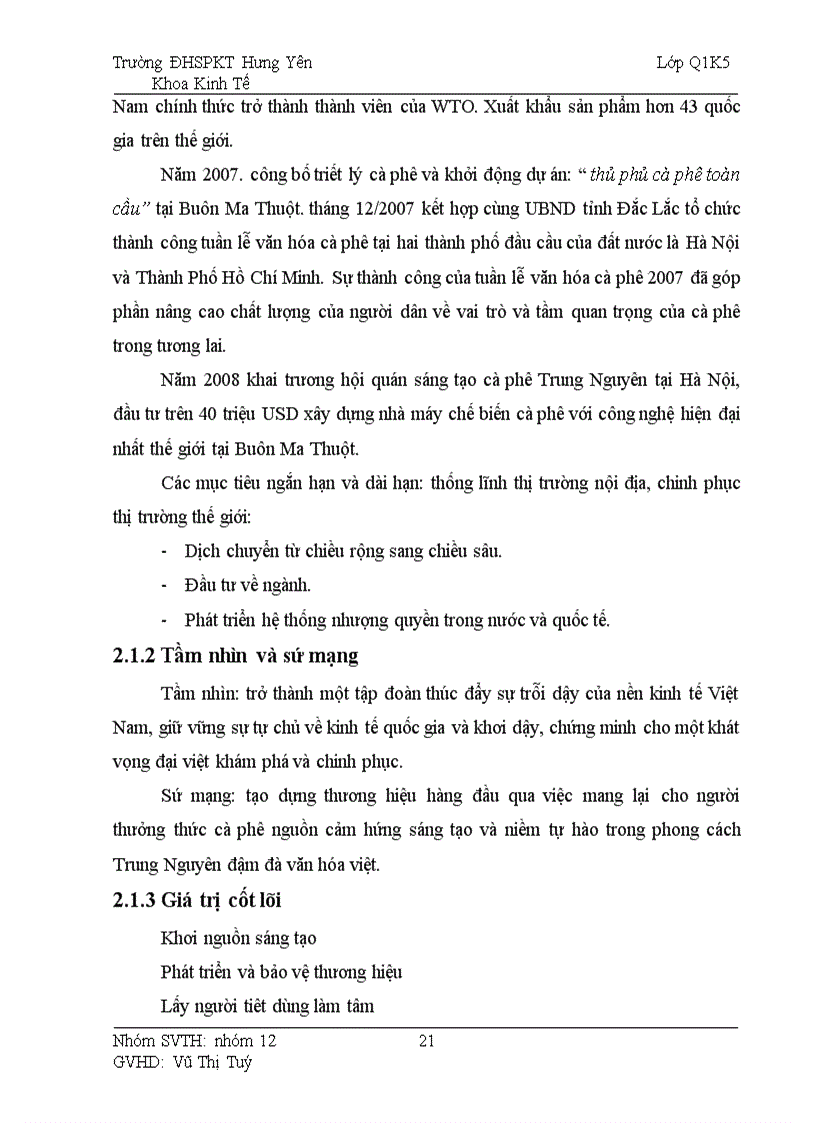 image for page Chiến lược sản phẩm của Cà phê Trung Nguyên