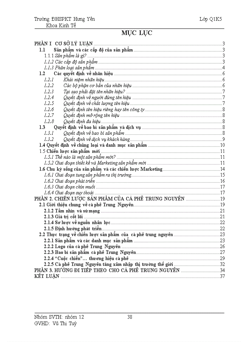 image for page Chiến lược sản phẩm của Cà phê Trung Nguyên