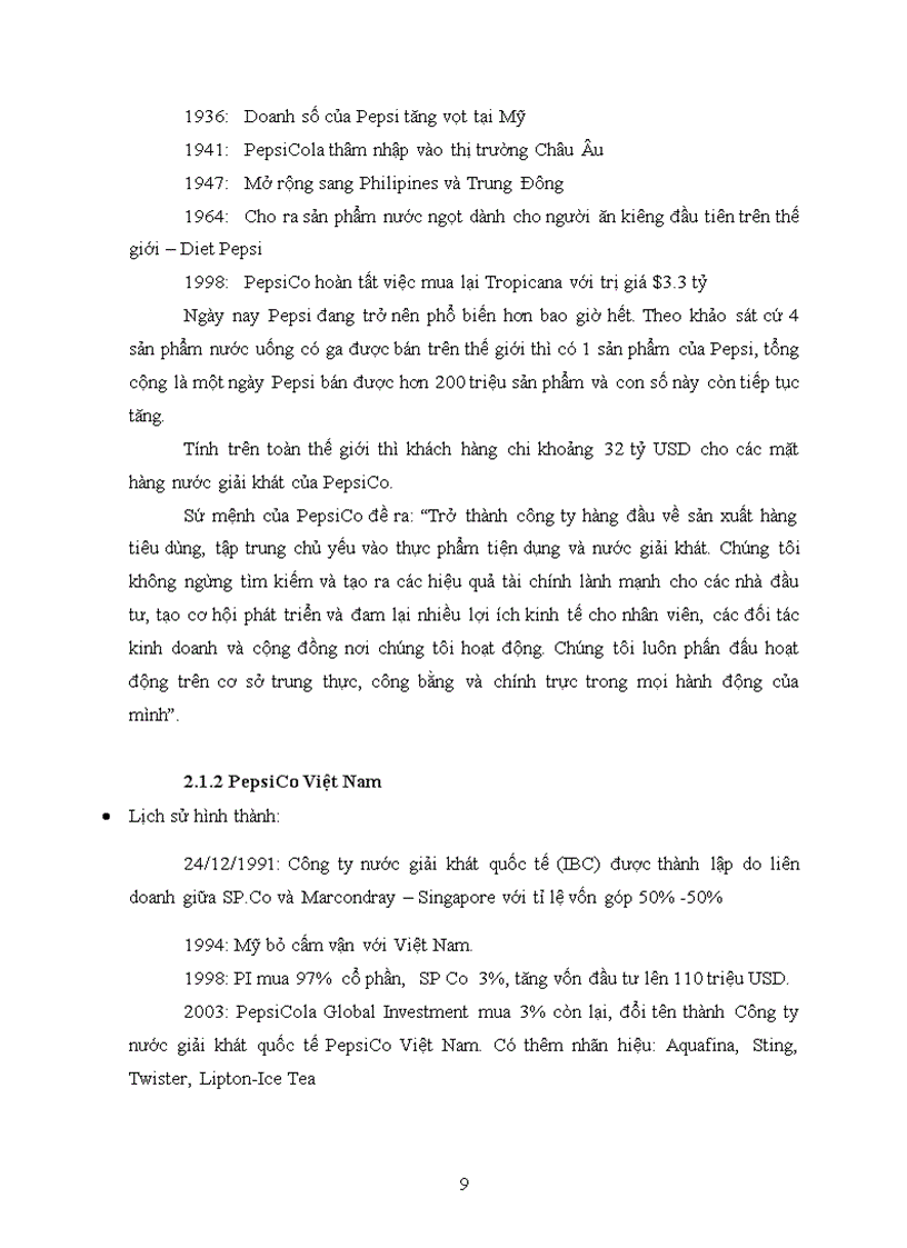 image for page Chiến lược sản phẩm của pepsico việt nam