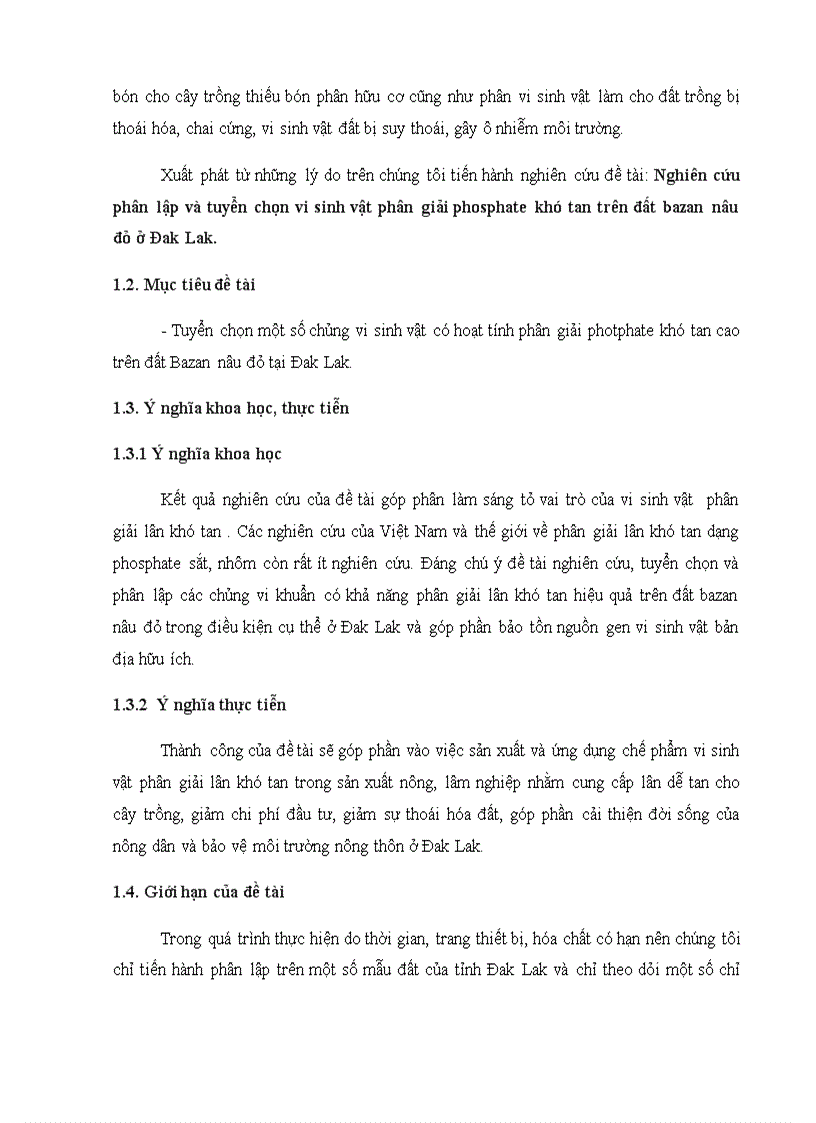 Nghiên cứu phân lập và tuyển chọn vi sinh vật phân giải phosphate khó tan trên đất bazan nâu đỏ ở Đak Lak