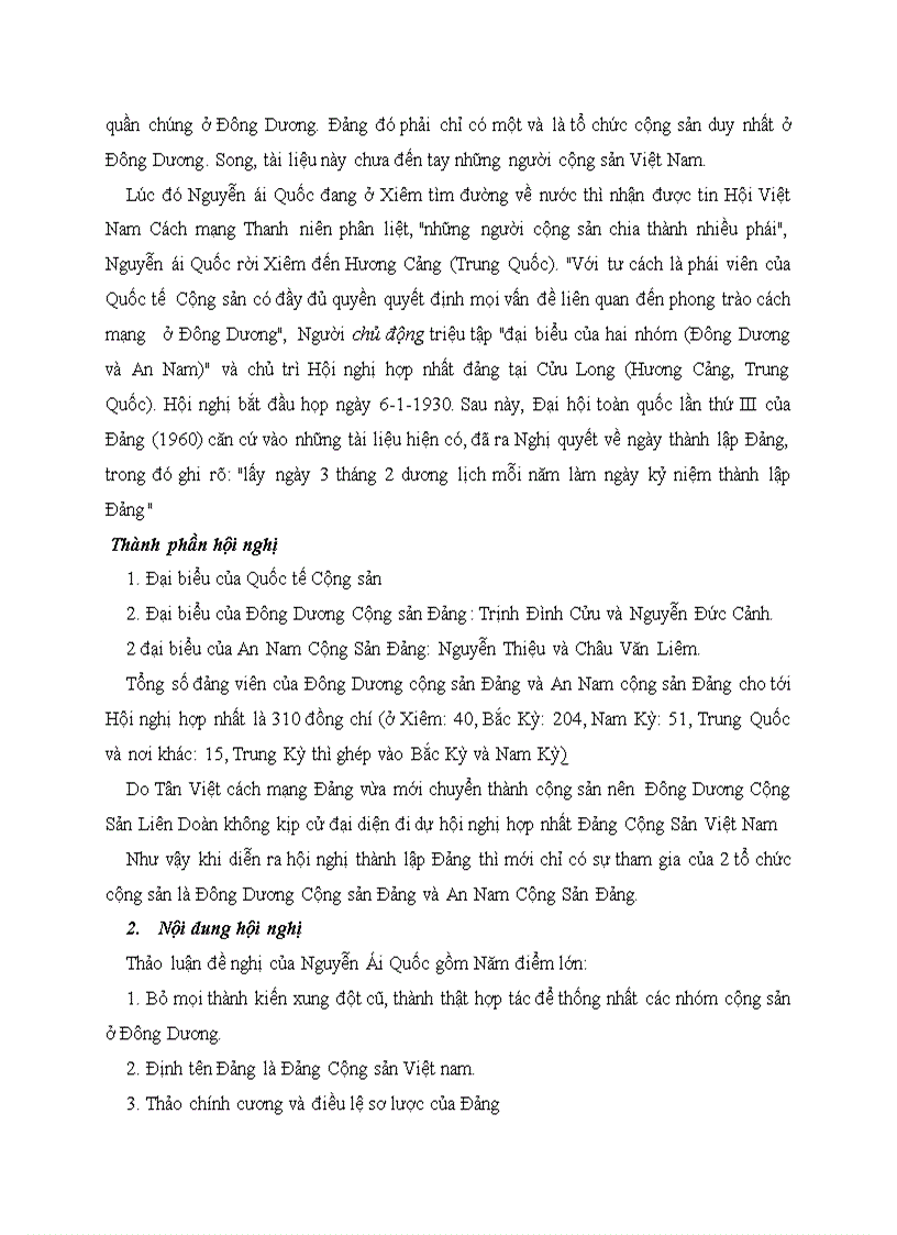 image for page Chủ đề Sự thành lập 3 tổ chức cộng sản hội nghị thành lập đảng tháng 2 năm 1930 và ý nghĩa của việc thành lập đảng