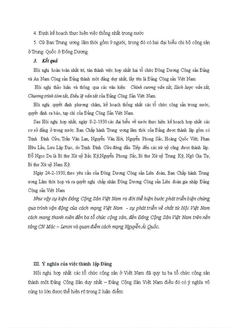 image for page Chủ đề Sự thành lập 3 tổ chức cộng sản hội nghị thành lập đảng tháng 2 năm 1930 và ý nghĩa của việc thành lập đảng