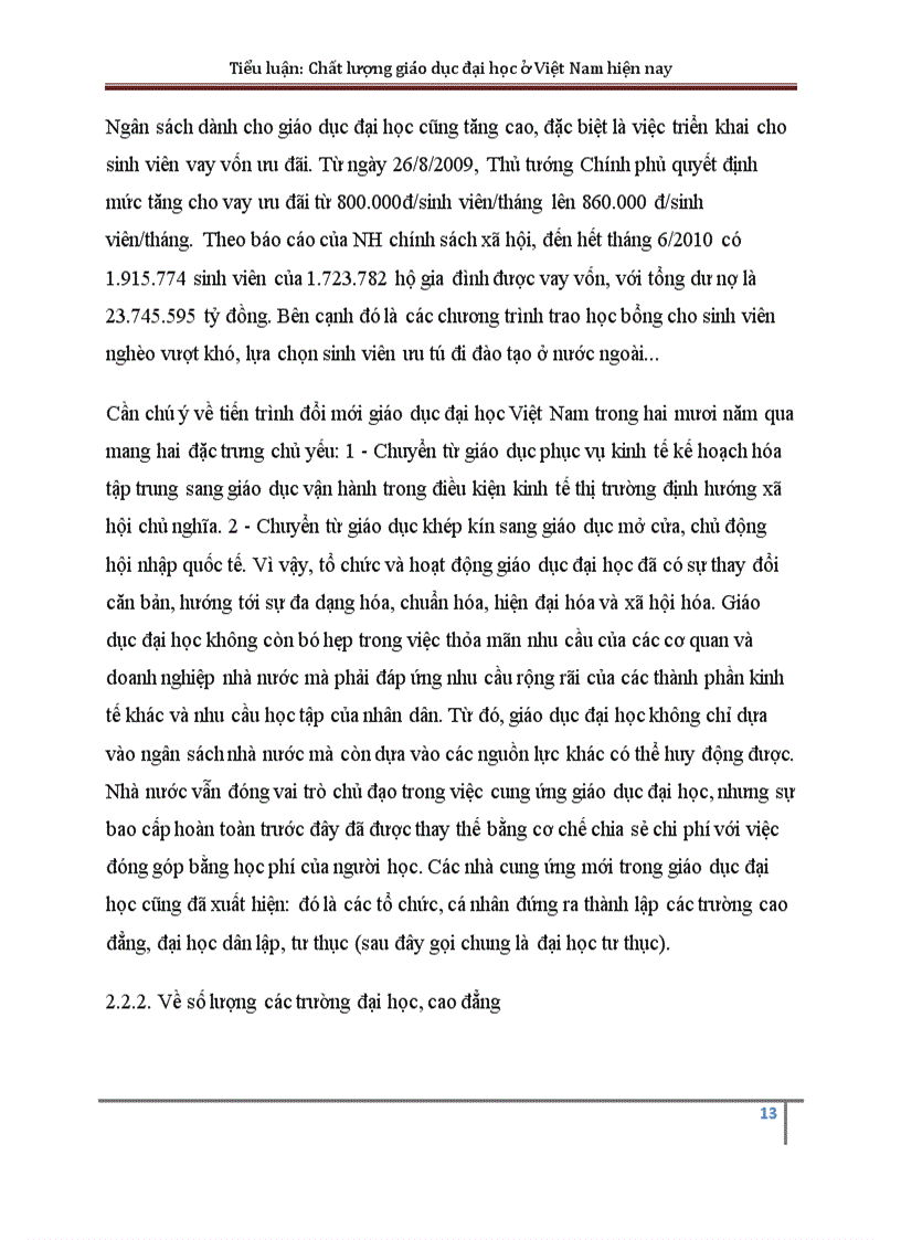 image for page TIểu luận môn kinh tế Việt Nam Thực trạng giáo dục đại học ở Việt Nam hiện nay