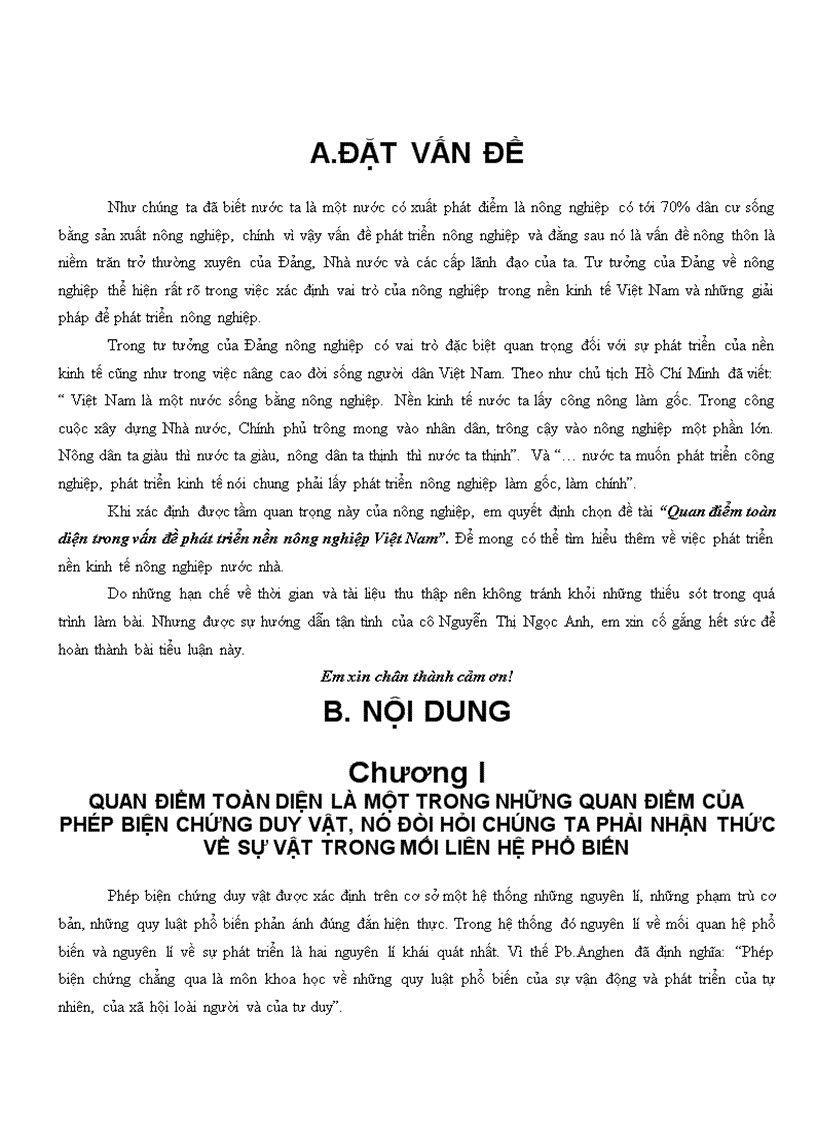 image for page Quan điểm toàn diện trong vấn đề phát triển nền nông nghiệp Việt Nam