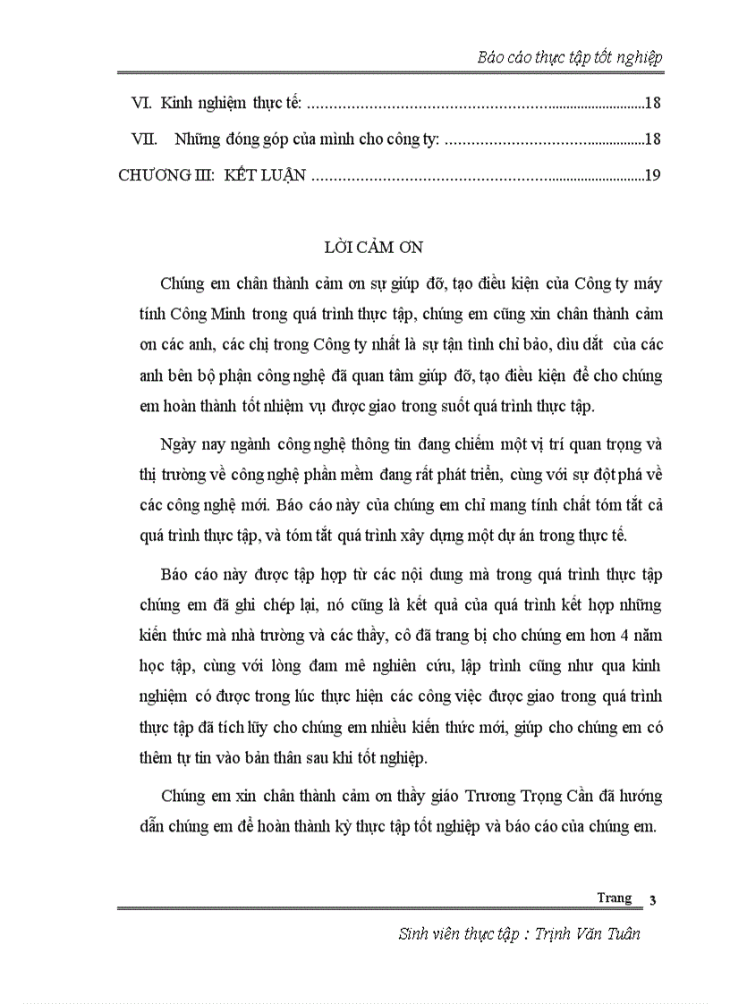 Thực tậo tốt nghiệp khoaco6ng nghệ thông tin đề tài Tìm hiểu tổng quan về hoạt động và quản lý công ty máy tình Công Minh