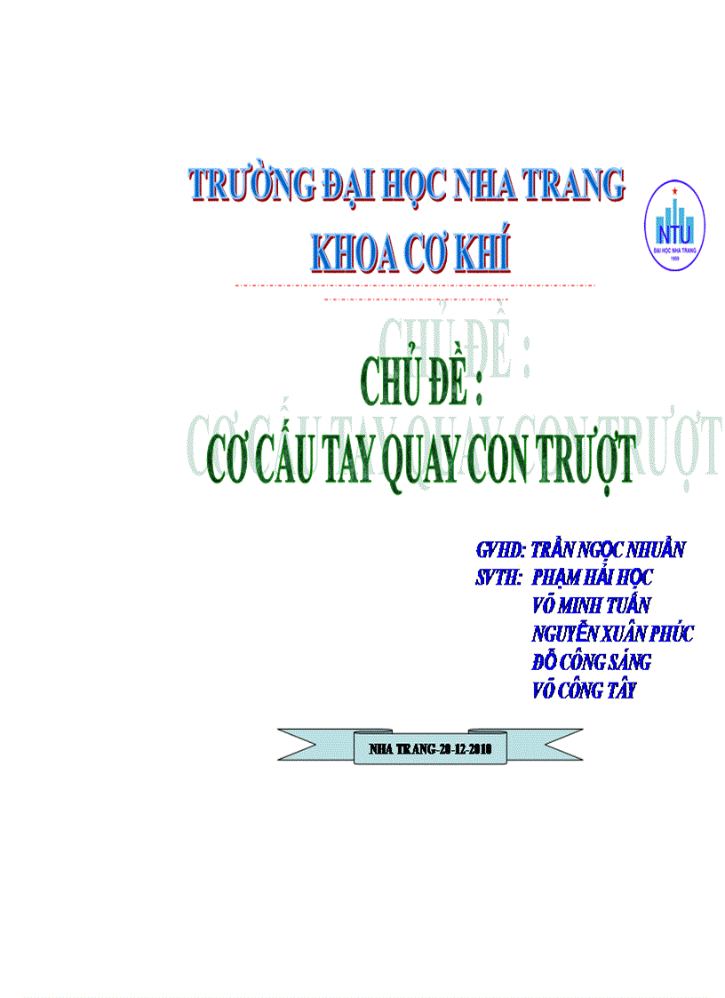 image for page Tiểu luận về cơ cấu tay quay con trượt