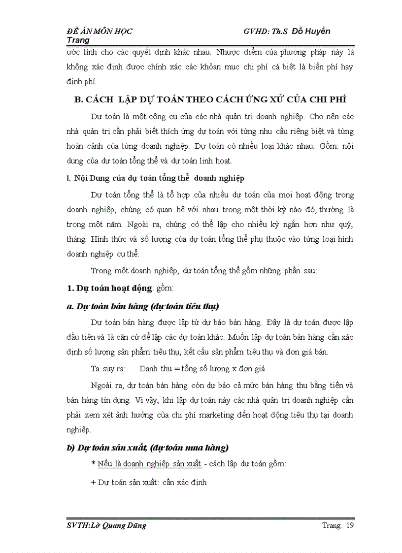 image for page Cách ứng xử chi phí và lập dự toán chi phí ở doanh nghiệp