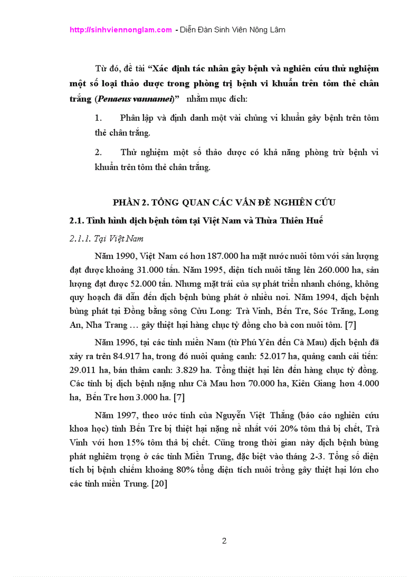 image for page Xác định tác nhân gây bệnh và nghiên cứu thử nghiệm một số loại thảo dược trong phòng trị bệnh vi khuẩn trên tôm thẻ chân trắng Penaeus vannamei
