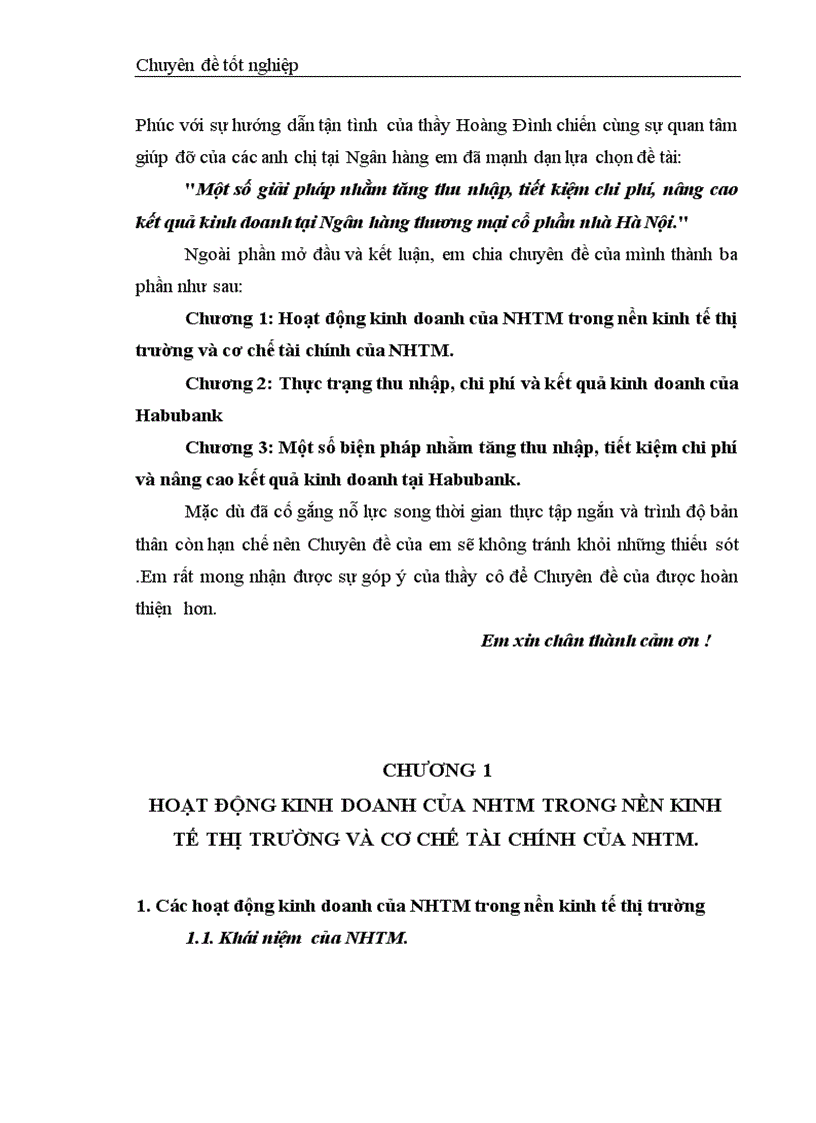 image for page Một số giải pháp nhằm tăng thu nhập tiết kiệm chi phí nâng cao kết quả kinh doanh tại Ngân hàng thương mại cổ phần nhà Hà Nội