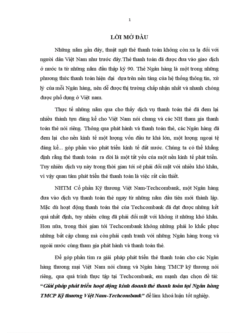 image for page Giải pháp phát triển hoạt động kinh doanh thẻ thanh toán tại Ngân hàng thương mại cổ phần Kỹ thương Việt Nam Techcombank