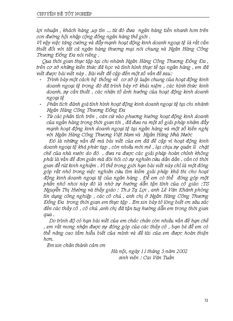 image for page Một số giải pháp tăng cường hoạt động kinh doanh ngoại tệ tại Ngân Hàng Công Thương Đống Đa