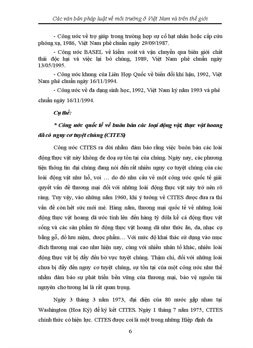 Các văn bản pháp luật về môi trường ở Việt Nam và trên thế giới