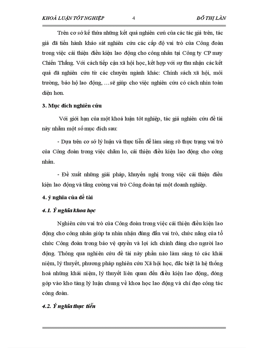 image for page Vai trò của Công đoàn trong việc cải thiện điều kiện lao động cho công nhân Qua khoả sát tại Công ty CP may Chiến Thắng năm 2006
