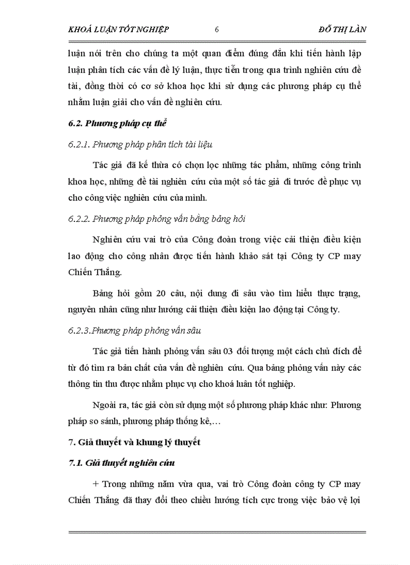 image for page Vai trò của Công đoàn trong việc cải thiện điều kiện lao động cho công nhân Qua khoả sát tại Công ty CP may Chiến Thắng năm 2006