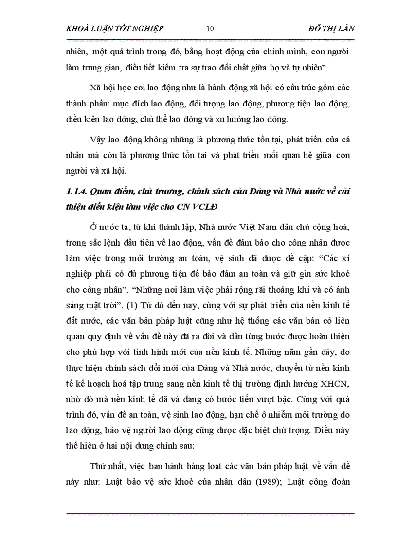 image for page Vai trò của Công đoàn trong việc cải thiện điều kiện lao động cho công nhân Qua khoả sát tại Công ty CP may Chiến Thắng năm 2006