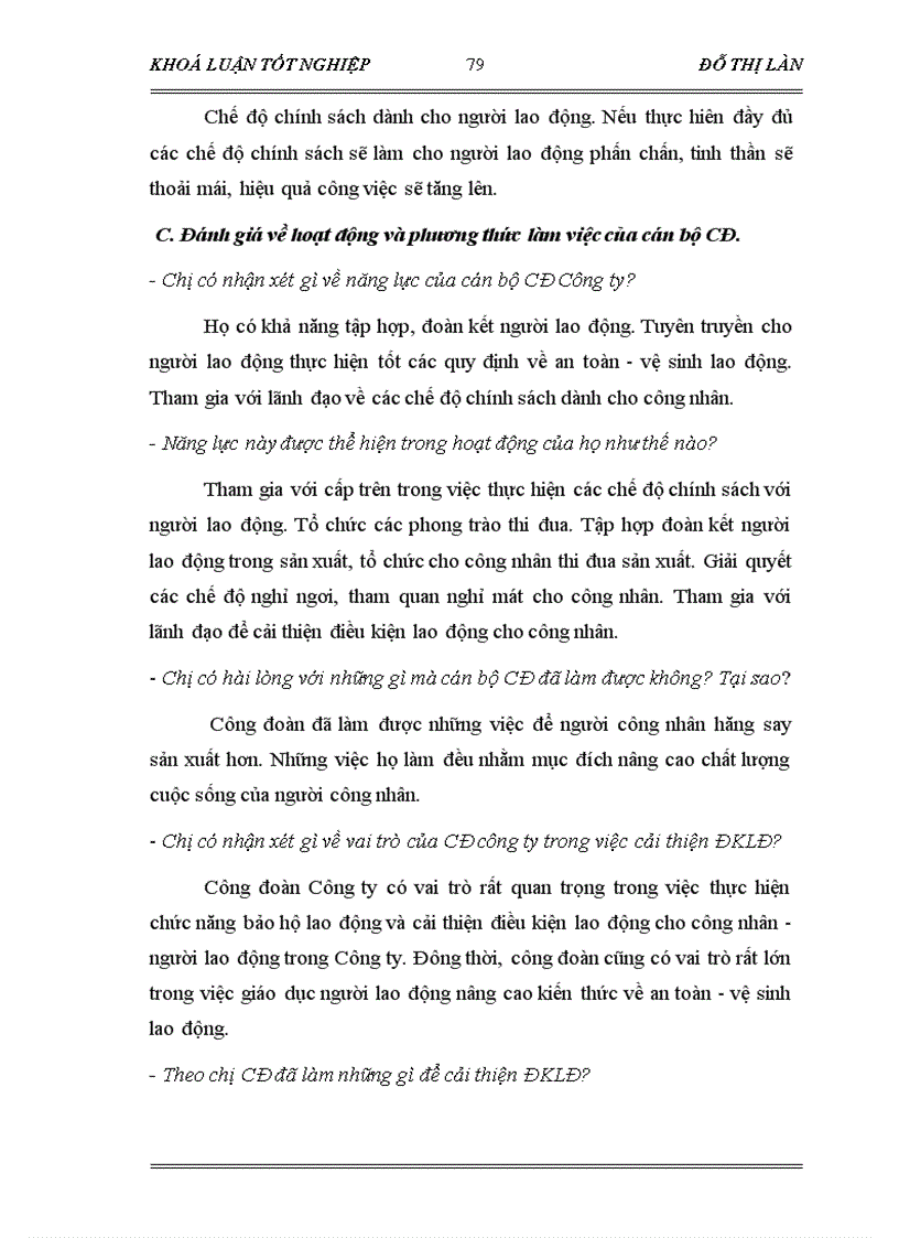 image for page Vai trò của Công đoàn trong việc cải thiện điều kiện lao động cho công nhân Qua khoả sát tại Công ty CP may Chiến Thắng năm 2006