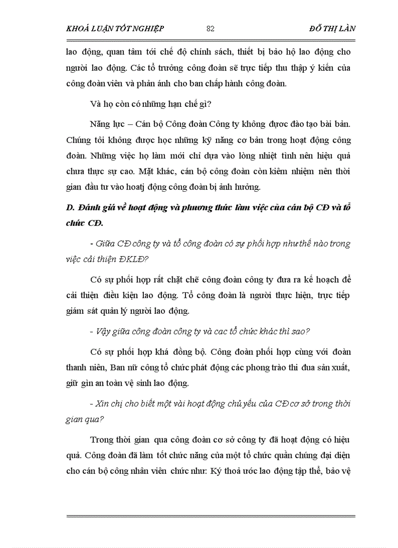 image for page Vai trò của Công đoàn trong việc cải thiện điều kiện lao động cho công nhân Qua khoả sát tại Công ty CP may Chiến Thắng năm 2006