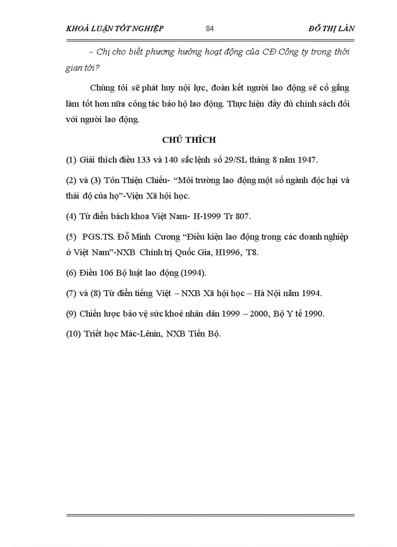 image for page Vai trò của Công đoàn trong việc cải thiện điều kiện lao động cho công nhân Qua khoả sát tại Công ty CP may Chiến Thắng năm 2006