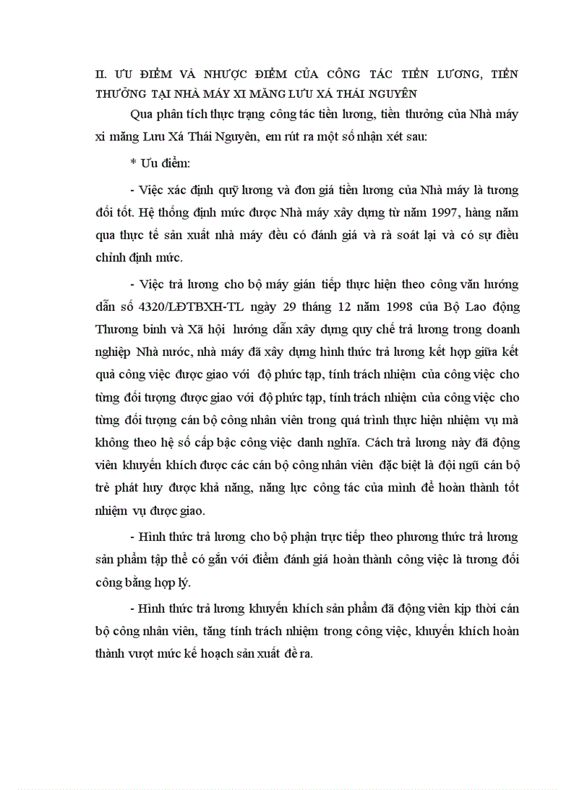 image for page Phân tích tình hình công tác tiền lương tiền thưởng ở Nhà máy Xi măng Lưu Xá