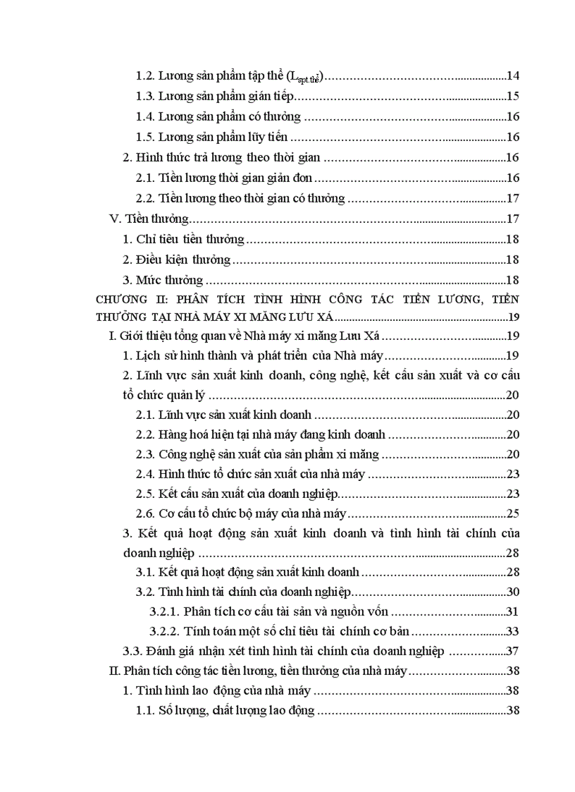 image for page Phân tích tình hình công tác tiền lương tiền thưởng ở Nhà máy Xi măng Lưu Xá