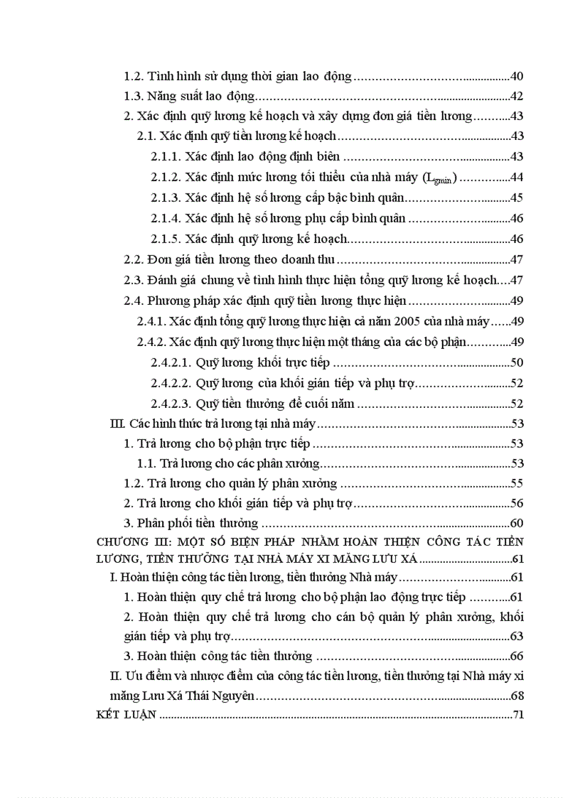 image for page Phân tích tình hình công tác tiền lương tiền thưởng ở Nhà máy Xi măng Lưu Xá