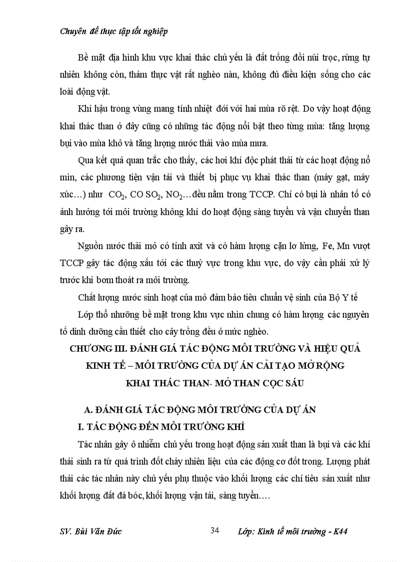 image for page Phân tích những tác động môi trường và đánh giá hiệu quả kinh tế môi trường của dự án cải tạo mở rộng khai thác kinh doanh than mỏ than Cọc Sáu