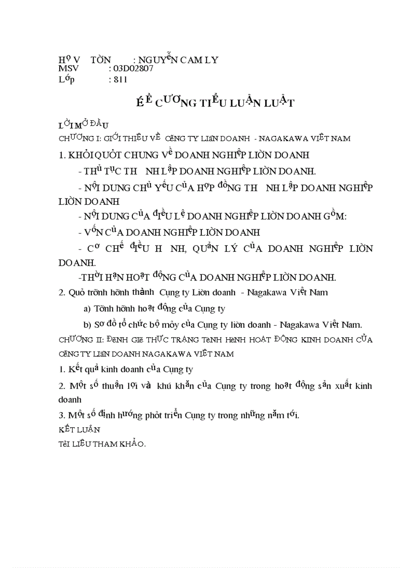 image for page Trình bày việc khởi sự chuẩn bị đăng ký thành lập tổ chức bộ máy và hoạt động của một doanh nghiệp liên doanh Công ty liên doanh Nagakawa Việt Nam