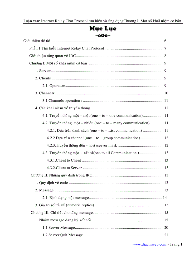 image for page Luận Văn IRC internet relay chat protocol