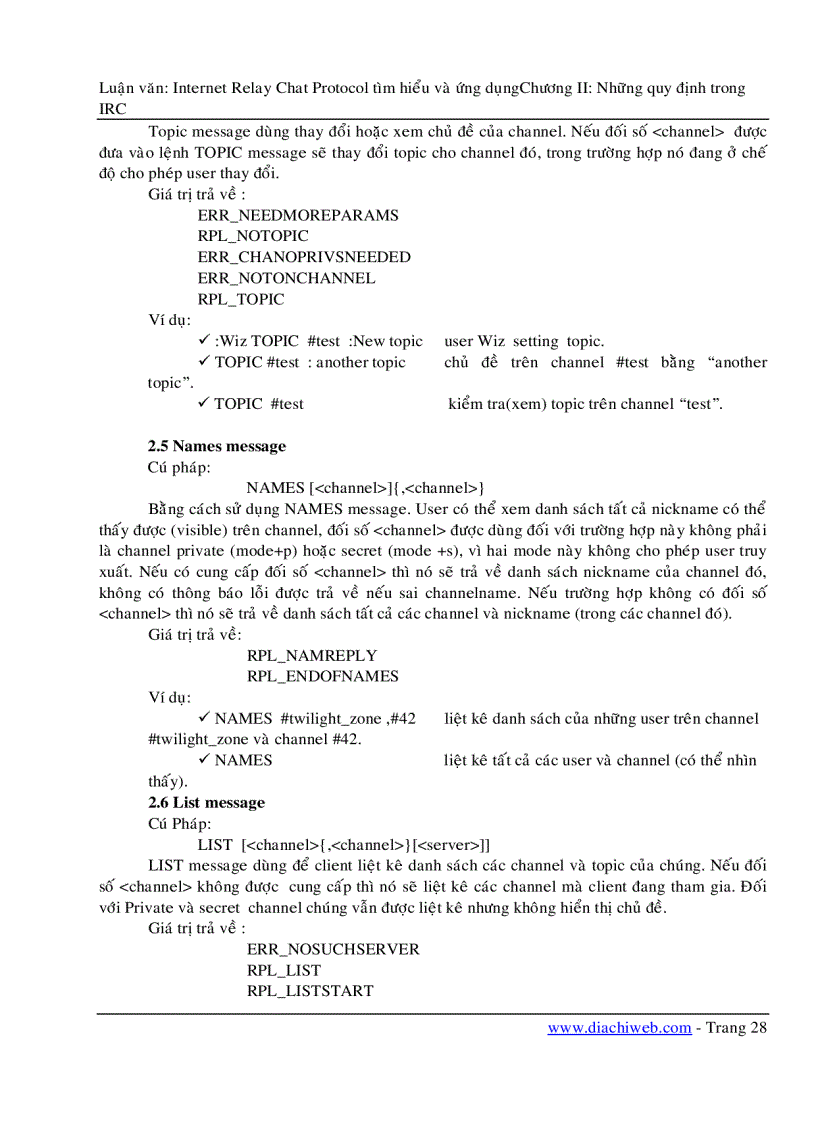 image for page Luận Văn IRC internet relay chat protocol