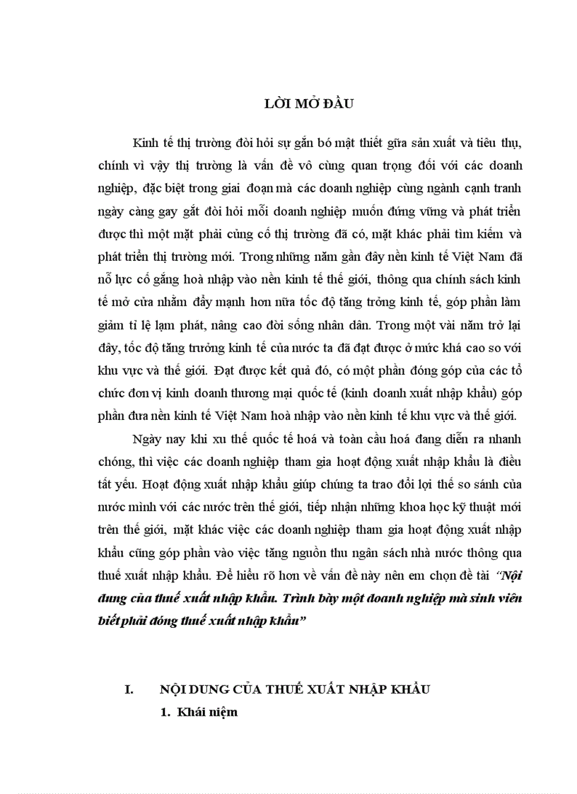 image for page Nội dung của thuế xuất nhập khẩu Trình bày một doanh nghiệp mà sinh viên biết phải đóng thuế xuất nhập khẩu