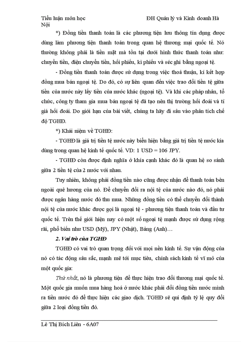 Đồng tiền thanh toán và TGHĐ Những vấn đề đặt ra đối với các doanh nghiệp xuất nhập khẩu Việt Nam và các giải pháp