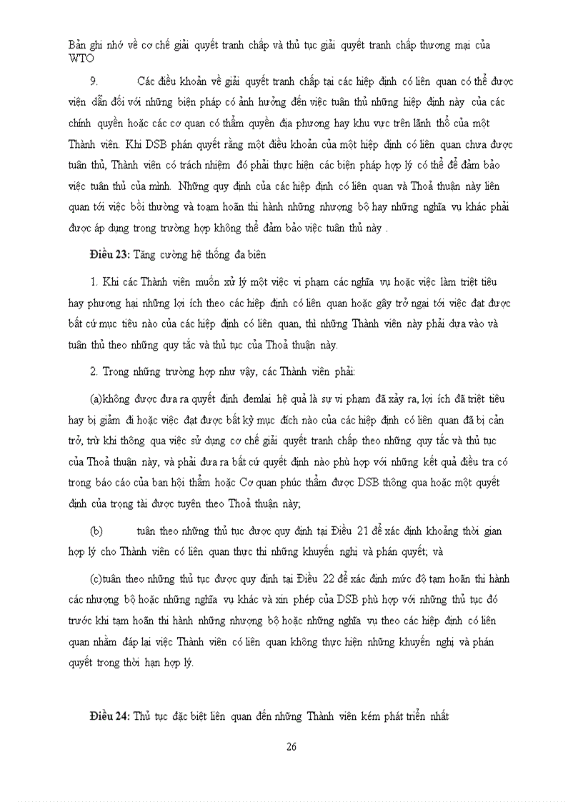 image for page Bản ghi nhớ về cơ chế giải quyết tranh chấp và thủ tục giải quyết tranh chấp thương mại của WTO