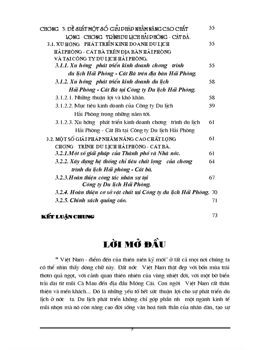 Nâng cao chất lượng chương trình du lịch Cát Bà Hải Phòng tại công ty Du lịch Hải Phòng