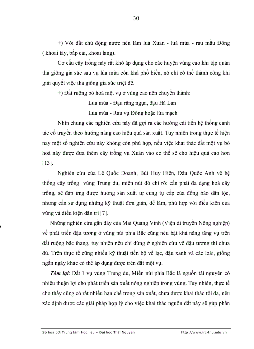image for page Nghiên cứu cơ cấu cây trồng trên đất ruộng không chủ động nước tại Thành phố Lào Cai