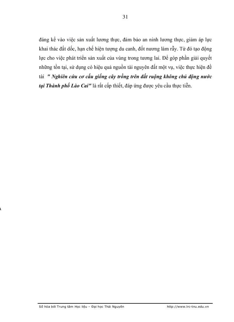 image for page Nghiên cứu cơ cấu cây trồng trên đất ruộng không chủ động nước tại Thành phố Lào Cai