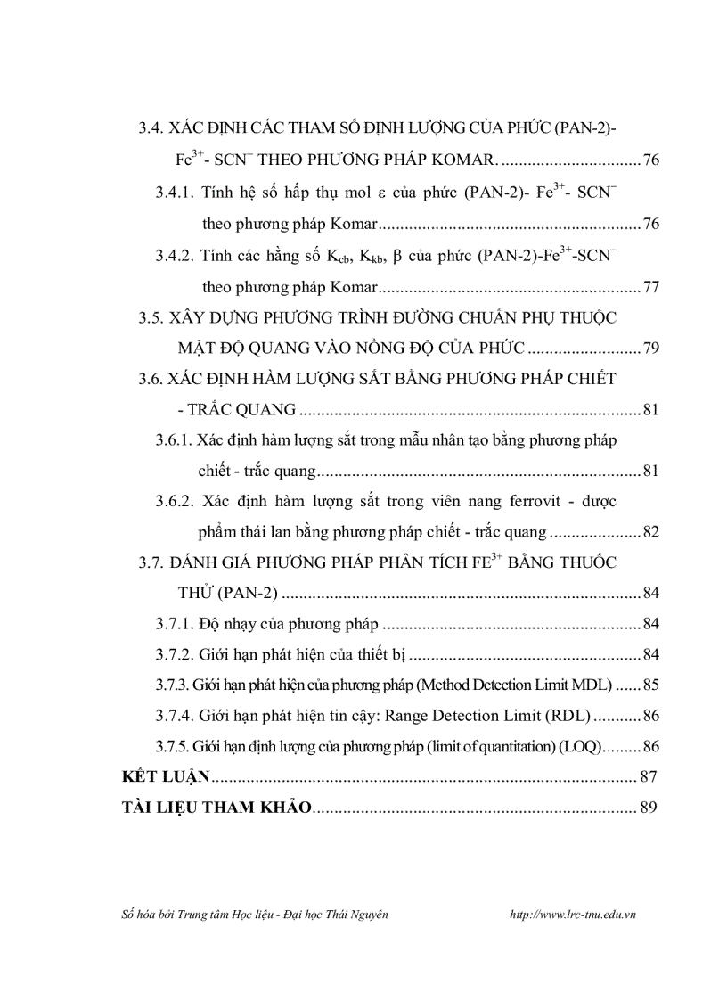 image for page Nghiên cứu chiết trắc quang sự tạo phức đa ligan trong hệ 1 2 pyridylazo 2 naphthol PAN 2 Fe III SCN và ứng dụng phân tích