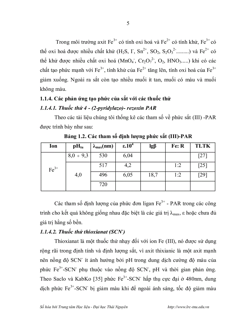 image for page Nghiên cứu chiết trắc quang sự tạo phức đa ligan trong hệ 1 2 pyridylazo 2 naphthol PAN 2 Fe III SCN và ứng dụng phân tích