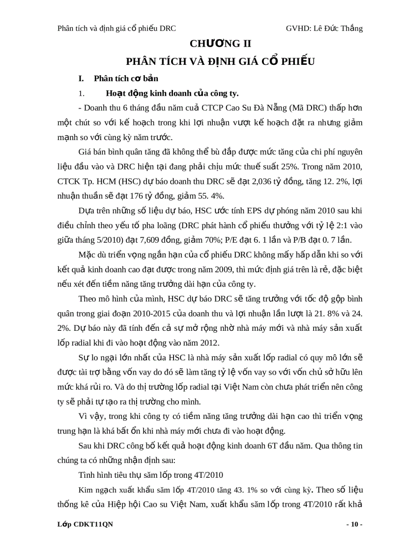image for page Phân tích và định giá cổ phiếu DRC của công ty cổ phần cao su Đà Nẵng