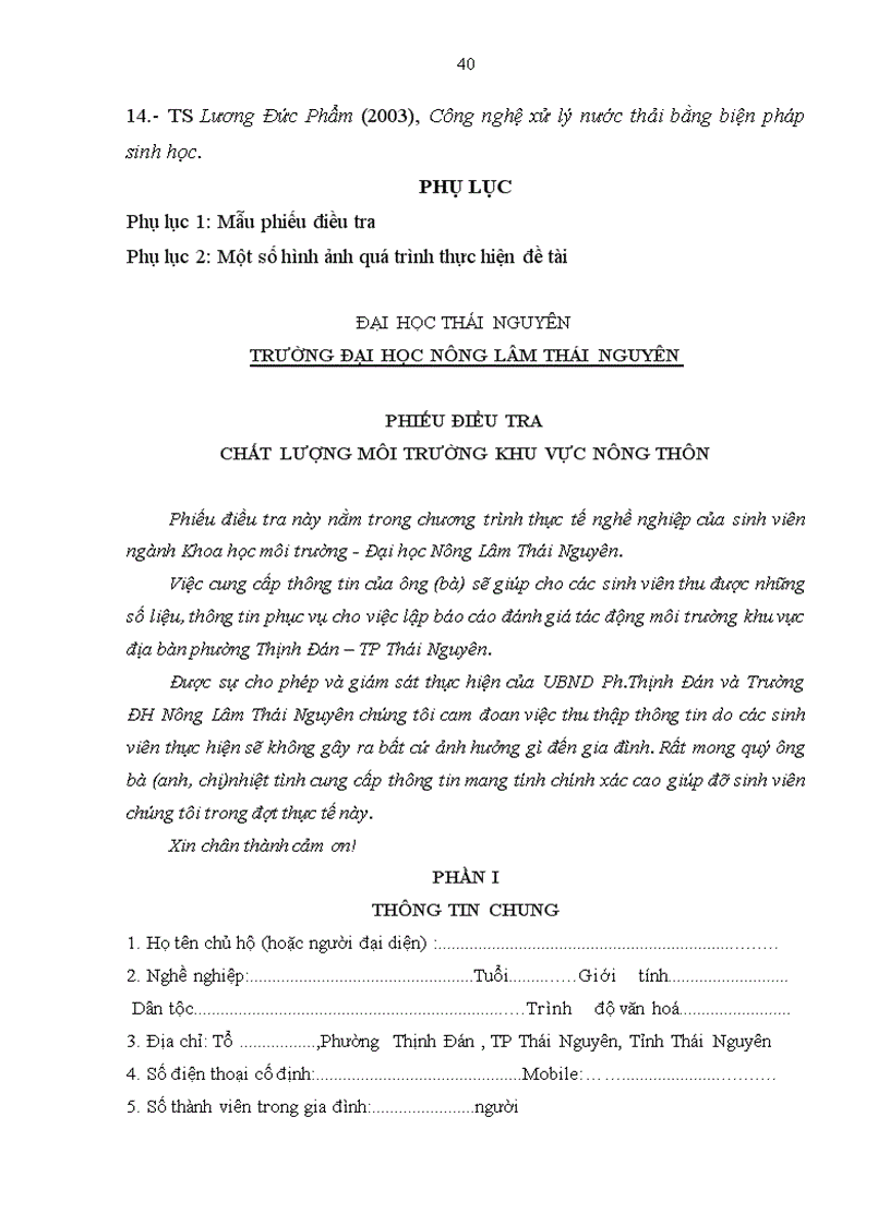 image for page Đánh giá hiện trạng chất lượng môi trường khu vực trên địa bàn Phường Thịnh Đán Thành Phố Thái Nguyên