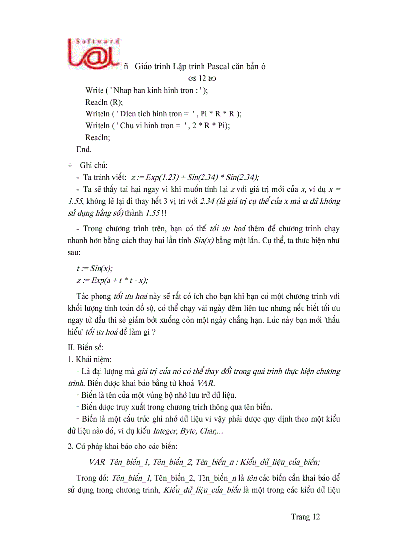 image for page Lập trình Pascal căn bản