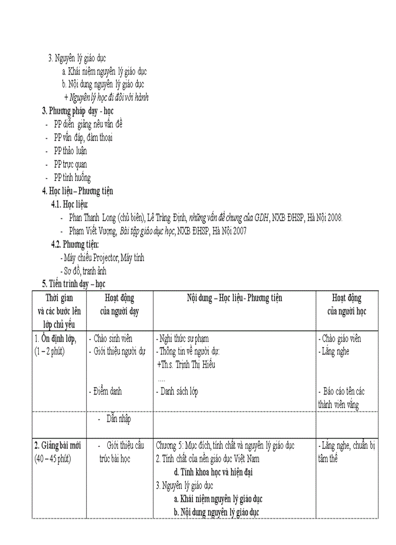 image for page Giáo án giáo dục học Bài tính chất nguyên lý của nền giáo dục Việt Nam Word and powerpoint Đã duyệt