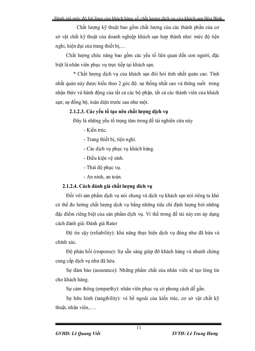 image for page Đánh giá mức độ hài lòng của khách hàng về chất lượng dịch vụ tại khách sạn hòa bình cần thơ