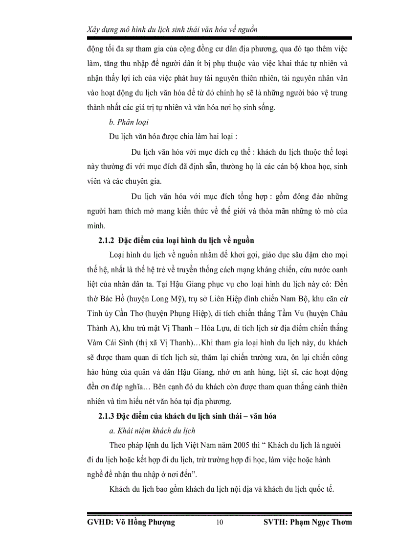 image for page Đánh giá hiện trạng du lịch hậu giang và xây dựng mô hình du lịch sinh thái văn hóa về nguồn