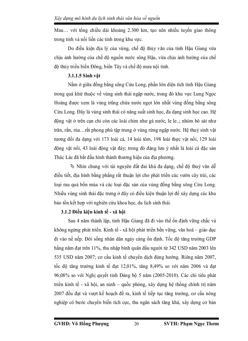 image for page Đánh giá hiện trạng du lịch hậu giang và xây dựng mô hình du lịch sinh thái văn hóa về nguồn