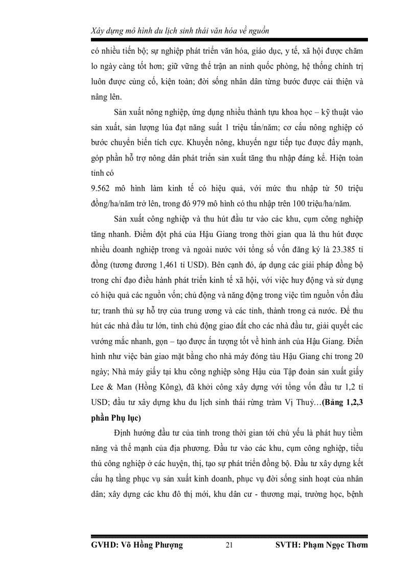 image for page Đánh giá hiện trạng du lịch hậu giang và xây dựng mô hình du lịch sinh thái văn hóa về nguồn