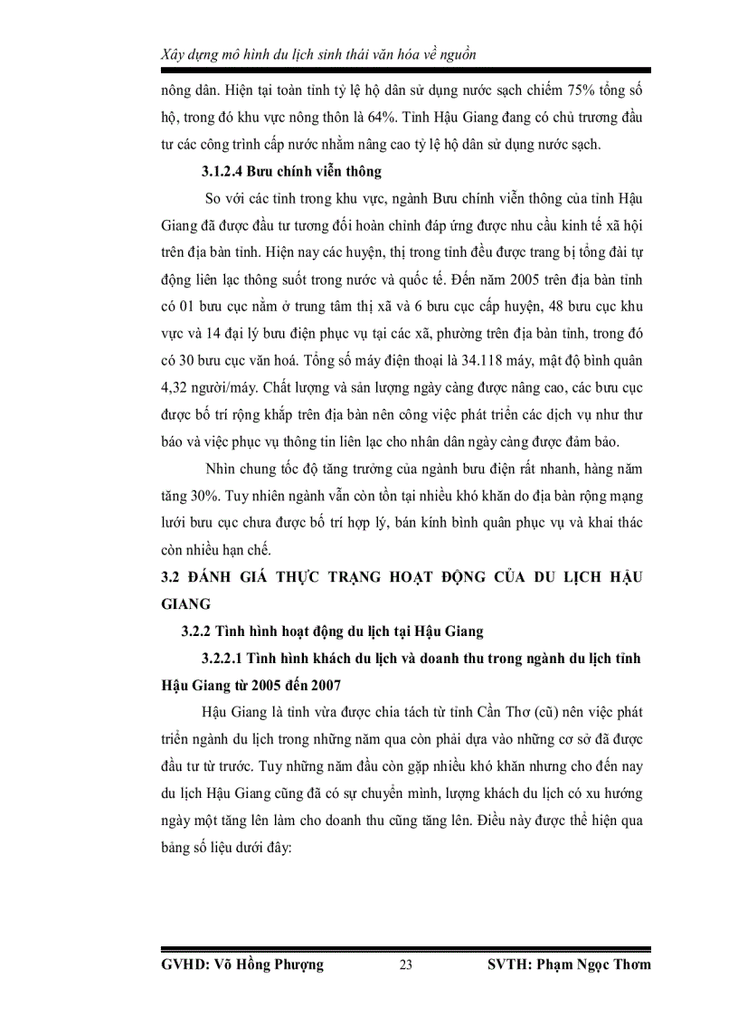 image for page Đánh giá hiện trạng du lịch hậu giang và xây dựng mô hình du lịch sinh thái văn hóa về nguồn