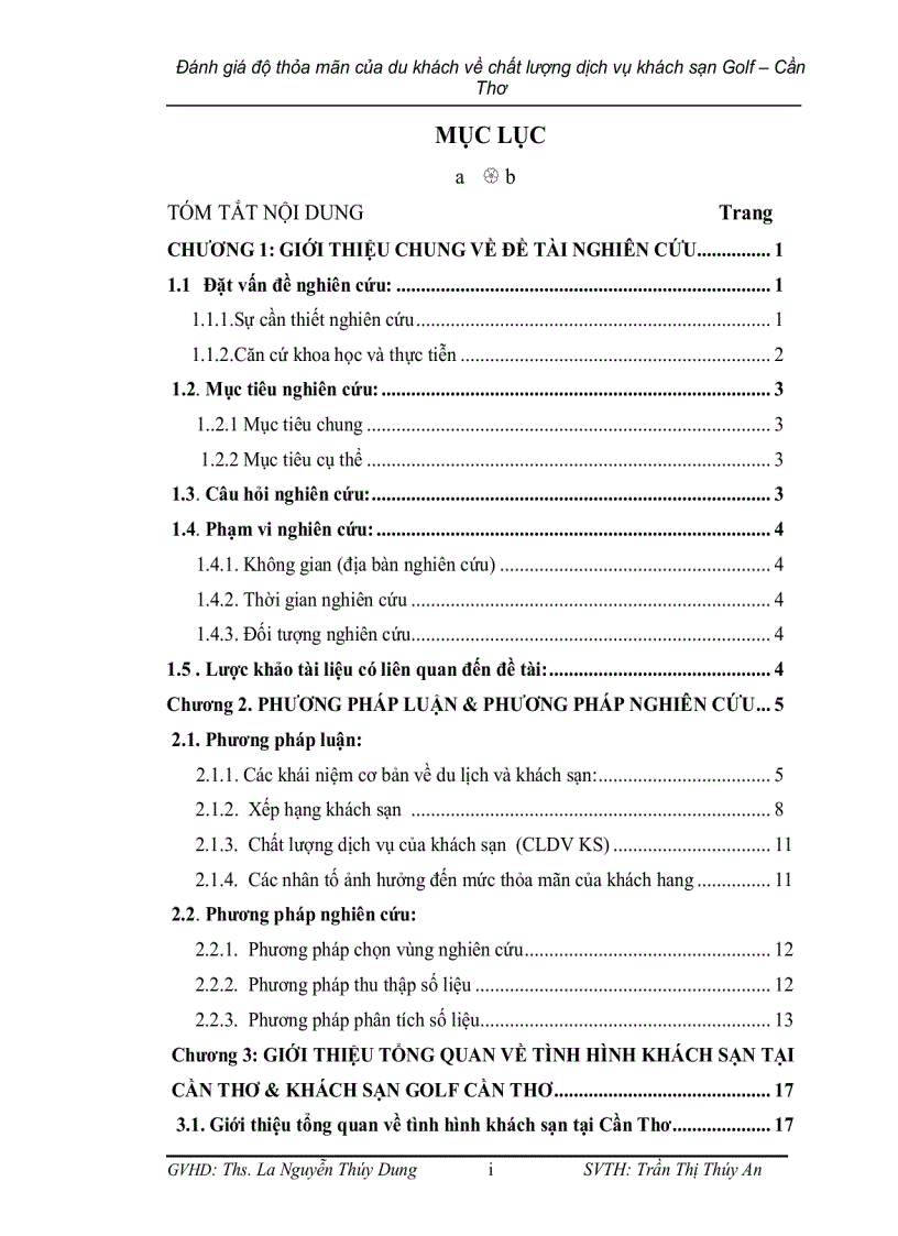 image for page Đánh giá mức độ thoả mãn của du khách về chất lượng dịch vụ của khách sạn golf cần thơ