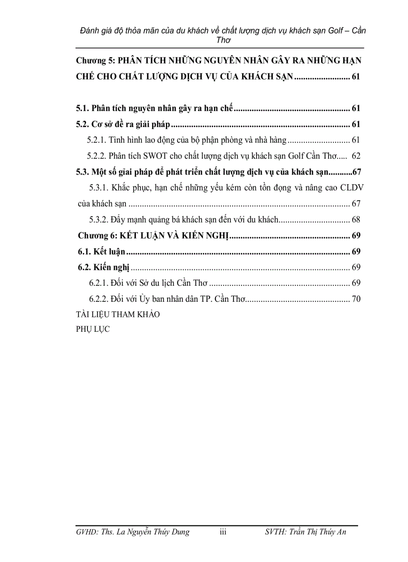 image for page Đánh giá mức độ thoả mãn của du khách về chất lượng dịch vụ của khách sạn golf cần thơ