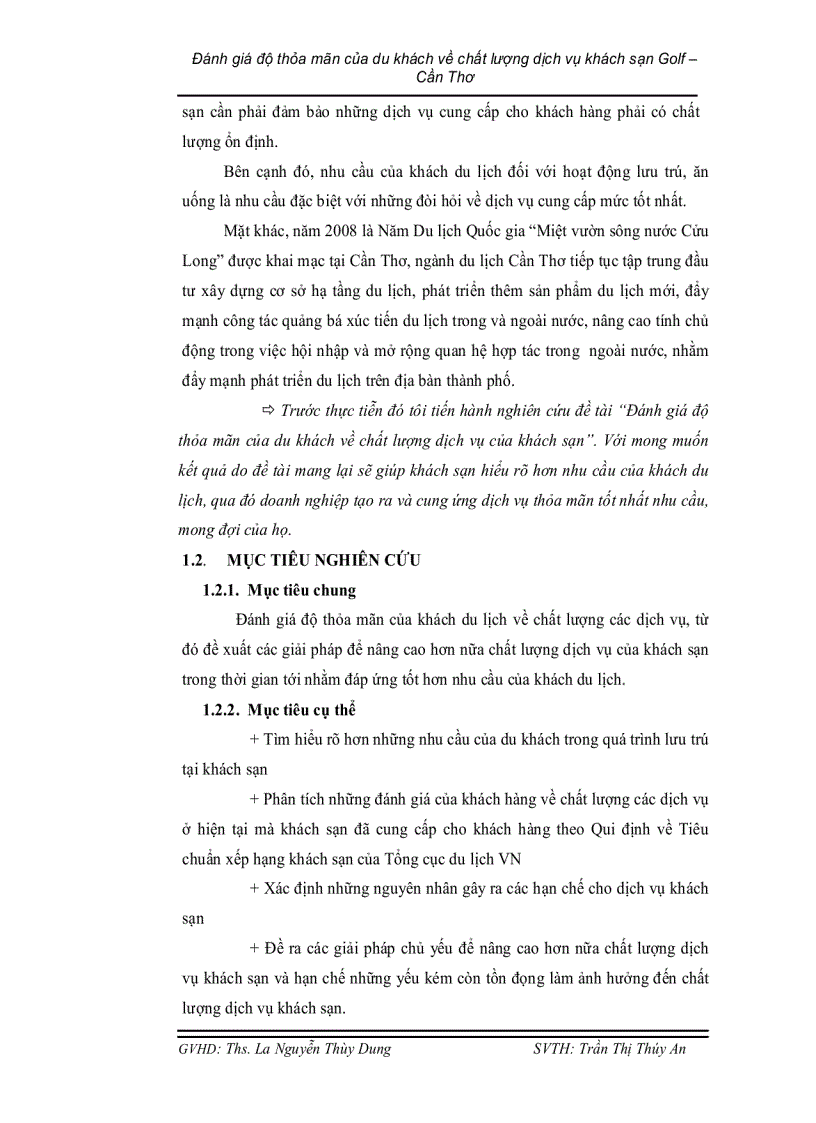 image for page Đánh giá mức độ thoả mãn của du khách về chất lượng dịch vụ của khách sạn golf cần thơ